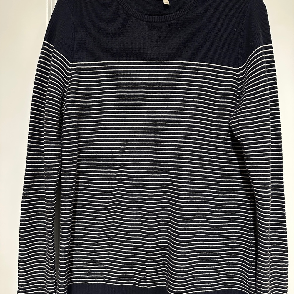 Talbots Black and White Striped Crew Neck Sweater